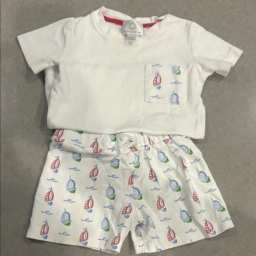 The Proper Peony Nautical Print Toddler Boy Set